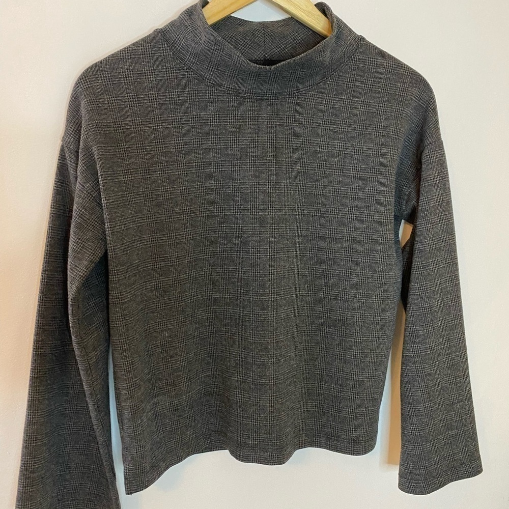 Madewell Wide Sleeve Mock Neck Top in Glen Plaid - Picture 10 of 11